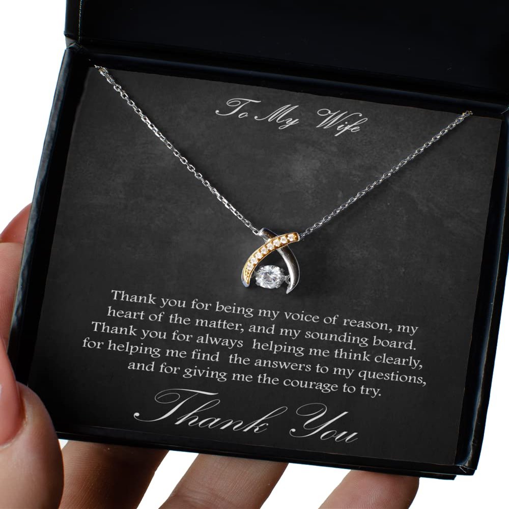 to My Wife Gift, Thank You for Being Just You, I Love You So Much. Glad You are Mine Forever - Wishbone Dancing Necklace