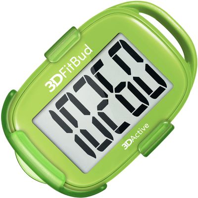 3DFitBud Simple Step Counter Walking 3D Pedometer by 3DActive with Clip, Lanyard Accurate Step Tracker Large Display, Easy to Use for Kids Men Women Adult Seniors Daily Step Tracking - A420S - Green