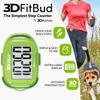 3DFitBud Simple Step Counter Walking 3D Pedometer by 3DActive with Clip, Lanyard Accurate Step Tracker Large Display, Easy to Use for Kids Men Women Adult Seniors Daily Step Tracking - A420S - Green view 2