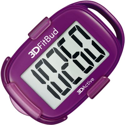 3DFitBud Simple Step Counter Walking 3D Pedometer by 3DActive with Clip, Lanyard Accurate Step Tracker Large Display, Easy to Use for Kids Men Women Adult Seniors Daily Step Tracking - A420S - Plum