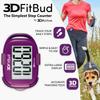 3DFitBud Simple Step Counter Walking 3D Pedometer by 3DActive with Clip, Lanyard Accurate Step Tracker Large Display, Easy to Use for Kids Men Women Adult Seniors Daily Step Tracking - A420S - Plum view 2