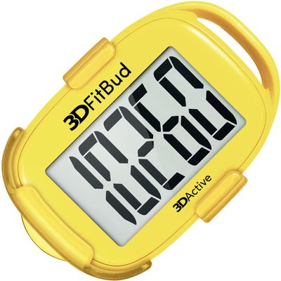 3DFitBud Simple Step Counter Walking 3D Pedometer by 3DActive with Clip, Lanyard Accurate Step Tracker Large Display, Easy to Use for Kids Men Women Adult Seniors Daily Step Tracking - A420S - Yellow