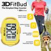 3DFitBud Simple Step Counter Walking 3D Pedometer by 3DActive with Clip, Lanyard Accurate Step Tracker Large Display, Easy to Use for Kids Men Women Adult Seniors Daily Step Tracking - A420S - Yellow view 2