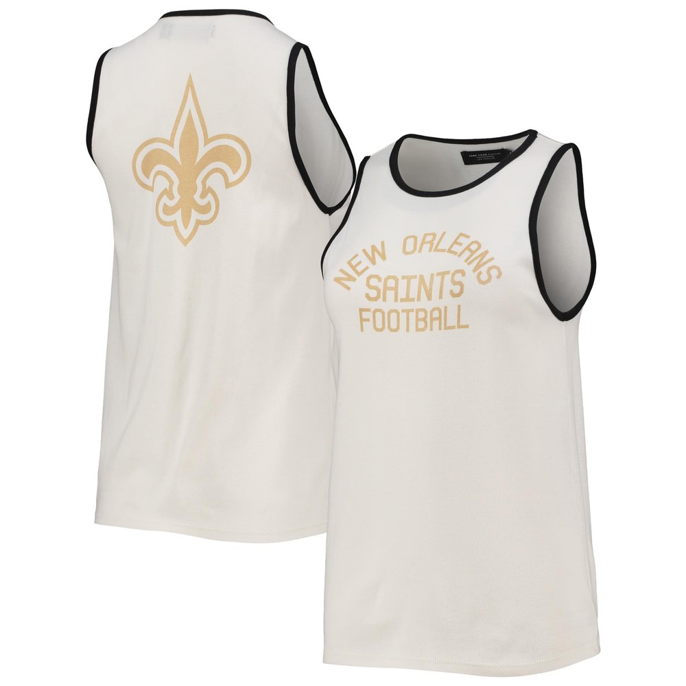 Junk Food Women's White/Black New Orleans Saints Throwback Pop Binding Scoop Neck Tank Top