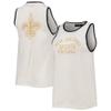Junk Food Women's White/Black New Orleans Saints Throwback Pop Binding Scoop Neck Tank Top view 1
