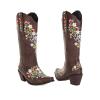 ZBYY Women Flower Embroidered Mid Calf Booties Square Toe Western Boots Chunky Heel Pull On Short Cowboy Cowgirl Boots view 2