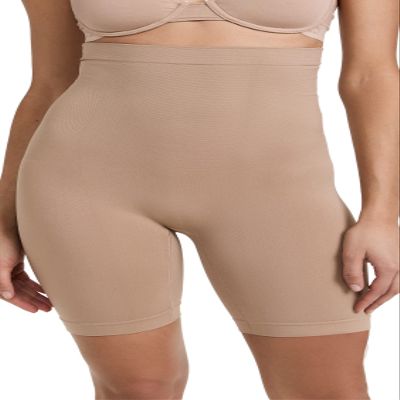 Yummie womens Seamless Solutions Waist Shaper Thigh Shapewear, Almond, Small-Medium US