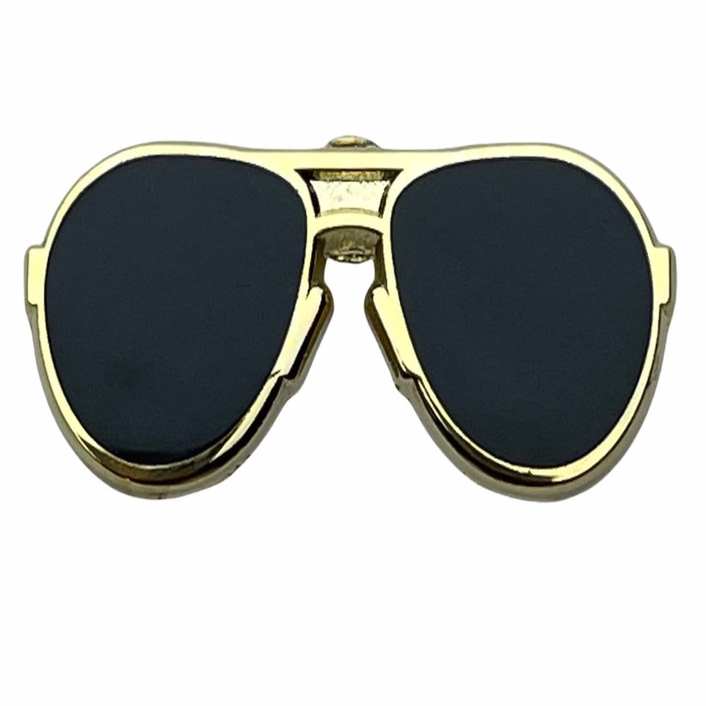 Aviator Pilot Sunglasses Black Gold 1 1/8 inch Hat or Lapel Pin PMS1897 F6D21Q