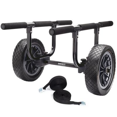 Best Marine and Outdoors Kayak Cart, Heavy Duty Adjustable Width Dolly with 450lb Weight Capacity and Flat Free Airless Wheels, Canoe Trolley Carrier and Kayak Trailer Accessories