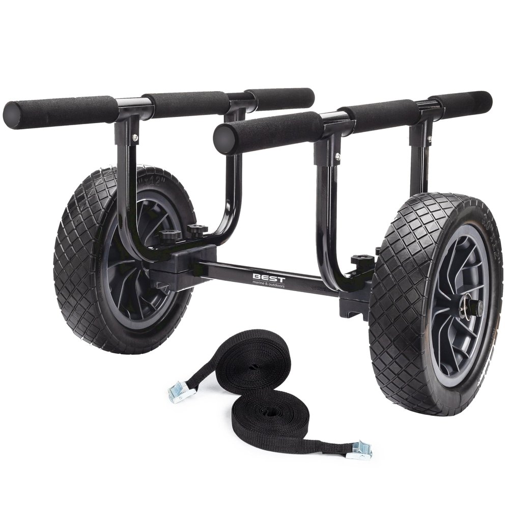 Best Marine and Outdoors Kayak Cart, Heavy Duty Adjustable Width Dolly with 450lb Weight Capacity and Flat Free Airless Wheels, Canoe Trolley Carrier and Kayak Trailer Accessories