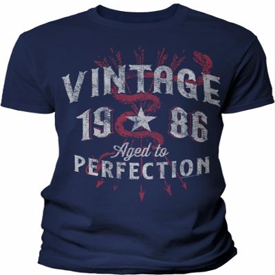 40th Birthday Gift Shirt for Men - Vintage 1986 Aged to Perfection - Arrows - F/Navy-003-4X