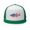 Gunner Gear Fishing Hat Bass Fish American Flag Embroidered Snapback Trucker Hat Yupoong 6006 view 1
