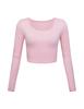 Long Sleeve Crop Tops for Women Workout Basic Clothes for Teen Ladies Fitted Slim Scoop Neck Cute Yoga Shirts (Pink, Medium) view 1