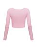 Long Sleeve Crop Tops for Women Workout Basic Clothes for Teen Ladies Fitted Slim Scoop Neck Cute Yoga Shirts (Pink, Medium) view 2