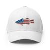 Gunner Gear Flexfit Fishing Hat Bass Fish American Flag Embroidered Baseball Hat Structured Twill Cap White view 1