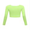 Long Sleeve Crop Tops for Women Workout Basic Clothes for Teen Ladies Fitted Slim Scoop Neck Cute Yoga Shirts (Neon, Medium) view 2