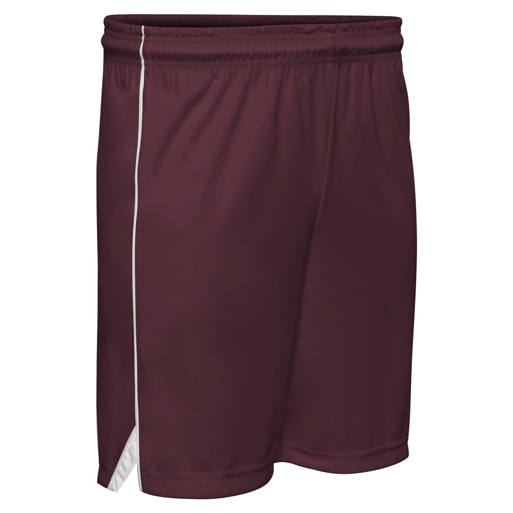Prime Basketball Shorts, Girl's Small, Maroon with White Trim