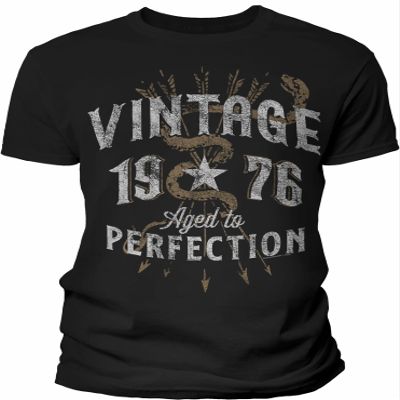 50th Birthday Gift Shirt for Men - Vintage 1976 Aged to Perfection - Arrows - F/Black-001-4X