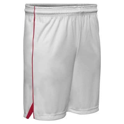 Prime Basketball Shorts, Men's Large, White with Scarlet Red Trim