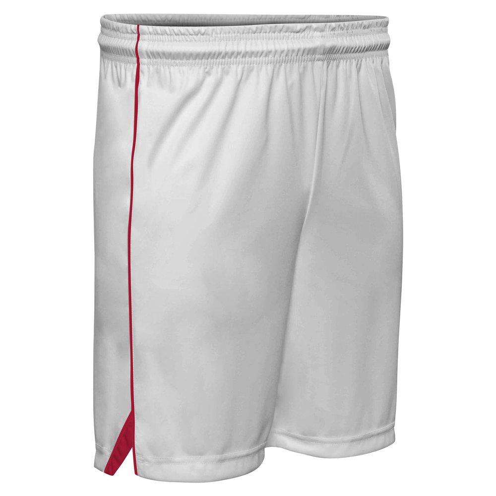 Prime Basketball Shorts, Men's Large, White with Scarlet Red Trim