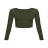 Long Sleeve Crop Tops for Women Workout Basic Clothes for Teen Ladies Fitted Slim Scoop Neck Cute Yoga Shirts (Olive, Medium) view 1
