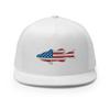 Gunner Gear Fishing Hat Bass Fish American Flag Embroidered Snapback Trucker Hat Yupoong 6006 White view 1
