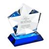 Baudville Custom Engraved Luminary Crystal Trophy Award - Blue Star Highlights - Personalized Engraving Up to Three Lines and Pre-Written Title Selection - Comes with Elegant Black Gift Box view 1