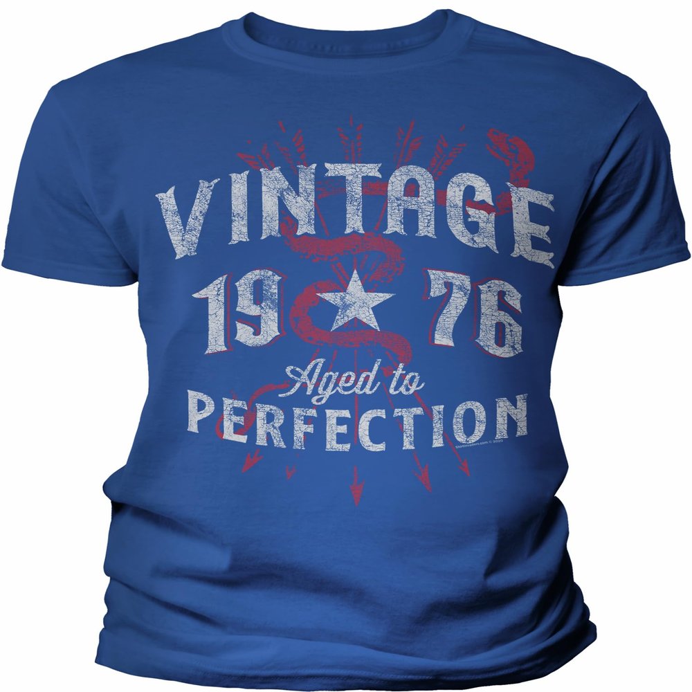 50th Birthday Gift Shirt for Men - Vintage 1976 Aged to Perfection - Arrows - F/Royal-003-4X