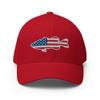 Gunner Gear Flexfit Fishing Hat Bass Fish American Flag Embroidered Baseball Hat Structured Twill Cap view 1