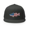 Gunner Gear Fishing Hat Bass Fish American Flag Embroidered Snapback Trucker Hat Yupoong 6006 Charcoal view 1