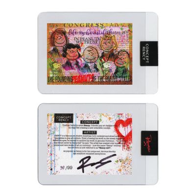 Diamond Dust Trading Card Hand-Signed by Artist Rency & Serial Numbered of only 99 - Peanuts Founding Fathers