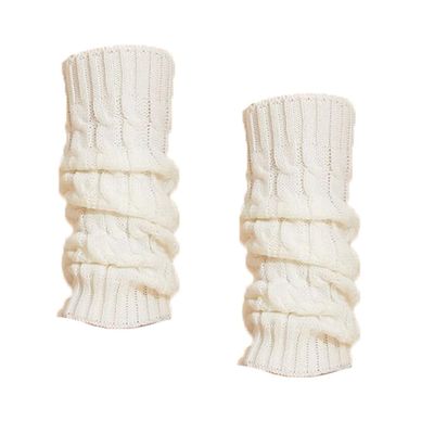 F.C. Fashion Culture Women's Cable Knit Ribbed Leg Warmers Boot Toppers (Cream)