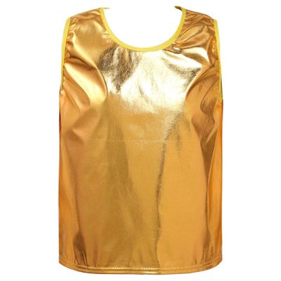Aislor Kids Big Girls Shiny Metallic Crop Tank Tops Racer Back Dance Athletic Sports Bra Gold Shiny 11-14 Years