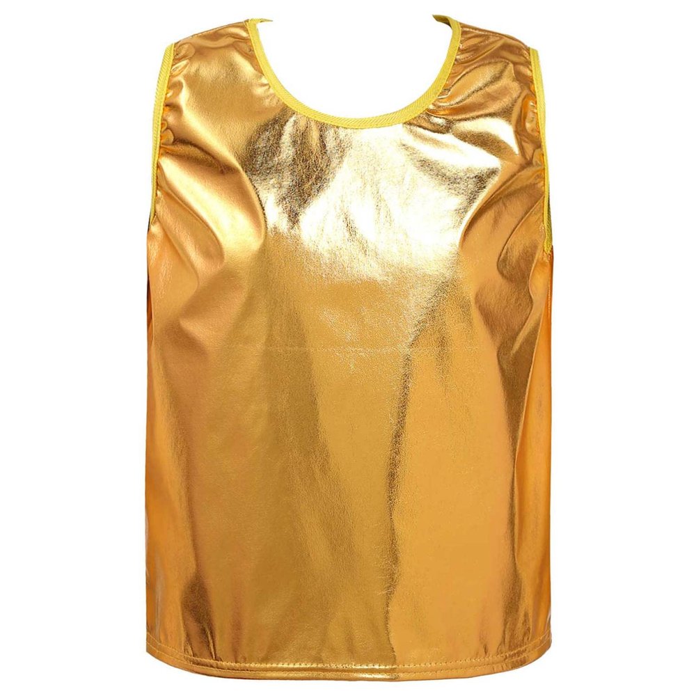 Aislor Kids Big Girls Shiny Metallic Crop Tank Tops Racer Back Dance Athletic Sports Bra Gold Shiny 11-14 Years