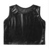 Aislor Kids Big Girls Shiny Metallic Crop Tank Tops Racer Back Dance Athletic Sports Bra Black Shiny 1-6 Years view 3