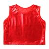 Aislor Kids Big Girls Shiny Metallic Crop Tank Tops Racer Back Dance Athletic Sports Bra Red Shiny 1-6 Years view 3
