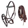 CHALLENGER Horse Western Horse Leather Beaded Bitless Sidepull Bridle w/Split Reins 77RS13BR view 1