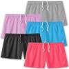 5-Pack Women's Athletic Shorts Mesh Basketball, Ladies Active Loose Pull-On Shorts with Zipper Pockets, 5" Inseam (Set 1, Small) view 1