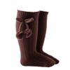 Kaerm Toddler Baby Girls Knee High Socks Cute Velvet Bow Pom Poms Stockings Cozy Warm Cable Knit Winter Sock Brown 12-24 Months view 1