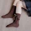 Kaerm Toddler Baby Girls Knee High Socks Cute Velvet Bow Pom Poms Stockings Cozy Warm Cable Knit Winter Sock Brown 12-24 Months view 3