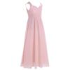 easyforever Kids Girls Shiny Sequin Rhinestone Belt Floral Lace Dress Princess Wedding Pagent Party Ball Gown Pearl Pink Long Dress 16 Years view 2