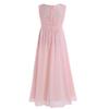 easyforever Kids Girls Shiny Sequin Rhinestone Belt Floral Lace Dress Princess Wedding Pagent Party Ball Gown Pearl Pink Long Dress 16 Years view 3