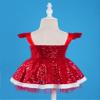 FEESHOW Children Girls Christmas Elf Santa Claus Frosty Snow-Man Costume Figure Ice Skating Ballet Dance Tutu Dress G Red 3-6 Months view 3