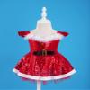 FEESHOW Children Girls Christmas Elf Santa Claus Frosty Snow-Man Costume Figure Ice Skating Ballet Dance Tutu Dress G Red 3-6 Months view 4