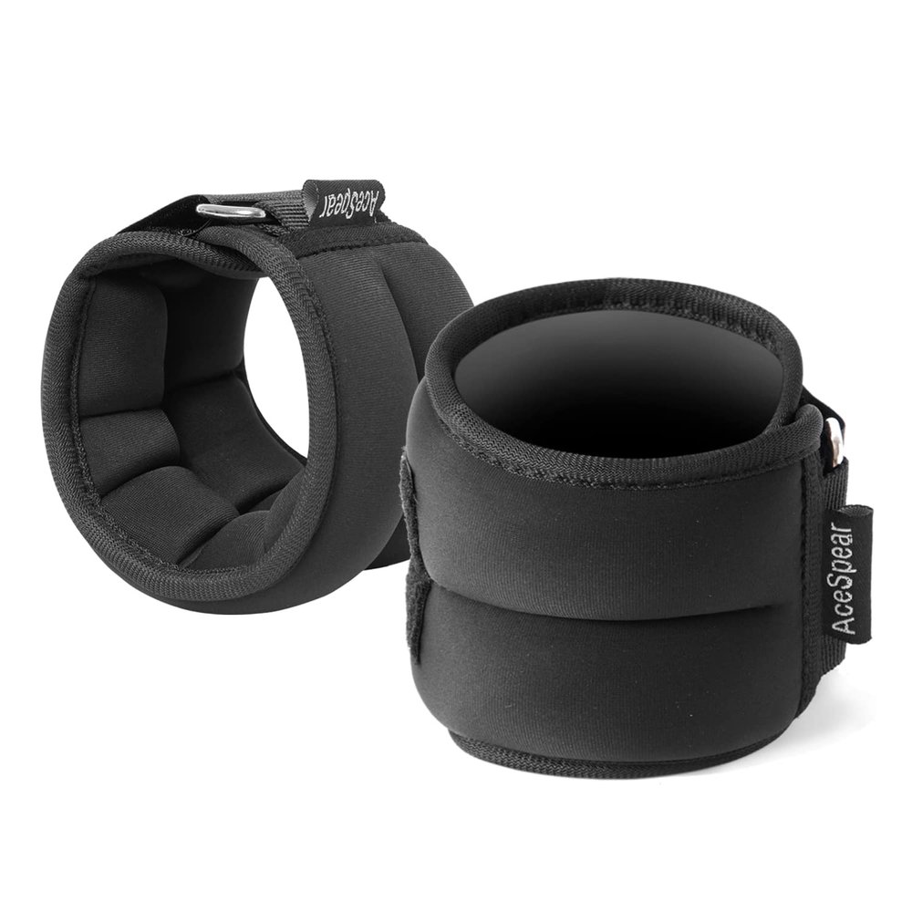AceSpear Ankle Weights Sets for Men Women Kids 1lb 2lb 3lb 4lb 5lb Leg Weights Arm Wrist Weights Gym for Foot Exercise Training Workout Walking Jogging Yoga (Black, 4 lbs x 2)