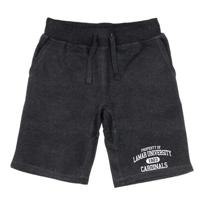 Lamar University Cardinals Property College Fleece Drawstring Shorts - Heather Charcoal, Medium