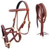 CHALLENGER Horse Western Horse Leather Purple Rhinestone Bitless Sidepull Bridle w/Split Reins 77RS31PR view 1