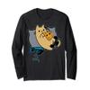 Pizza Eating Gamer Cat Headset and Pad Long Sleeve T-Shirt view 1