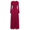 AFAVOM Liturgical Praise Dance Worship Long Dress for Women Metallic Gold Color Block Loose Fit Full Length Church Dancewear Long Sleeves Robe Dance Dress Ruffle Tunic Circle Skirt Wine Red XL view 3