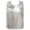 Aislor Kids Big Girls Shiny Metallic Crop Tank Tops Racer Back Dance Athletic Sports Bra Silver Shiny 11-14 Years view 1